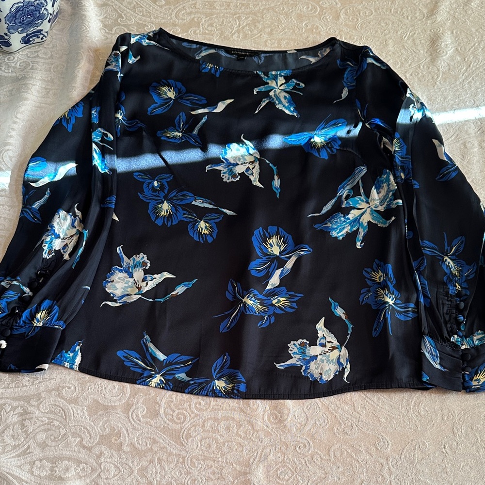 Banana Republic Navy Blue Floral Blouse